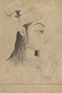19वीं सदी के उत्तरार्ध में पगड़ी वाली महिला, राधा के वेश में सजी-धजी। द्वारा अज्ञात