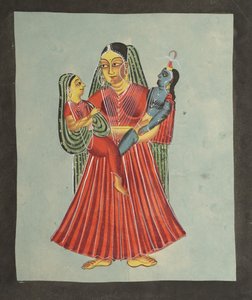 यशोदा होल्डिंग कृष्णा और राधा, 1800s। द्वारा अज्ञात