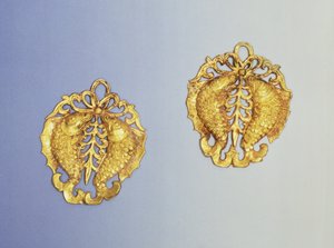 चीनी पेंडेंट, 17 कैरेट सोना चढ़ाया, तांग राजवंश, 618-907 ई