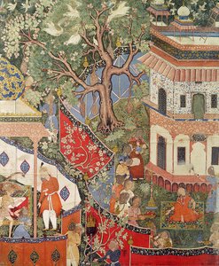 रुस्तम ने भारत या पाकिस्तान से &39;हमजानमा&39; (हमजा की किताब), सी। 1562-77 (कपास पर अपारदर्शी wc) से अपने प्यार का इज़हार करने वाली लड़की को मिहर अफरोज़ को धोखा दिया द्वारा अज्ञात अज्ञात