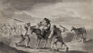 यात्री ने हमला किया, संभवत: सैमुअल बटलर के हडिब्रास, c.1790 (कागज पर कलम, ब्रश और स्याही) द्वारा अज्ञात अज्ञात