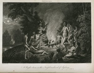 सिडनी के नेबरहुड में एक रात का दृश्य, ऑस्ट्रेलिया, c 1798 द्वारा अज्ञात