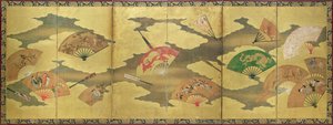 खुले और बंद पंखे की सजावट, मोमोयामा अवधि (1568-1615) द्वारा अज्ञात