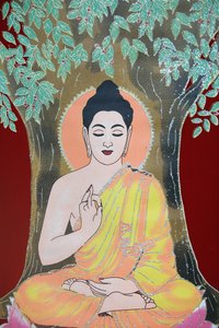 बुद्ध आशीर्वाद दे रहे हैं। थांगका, काठमांडू, नेपाल द्वारा अज्ञात