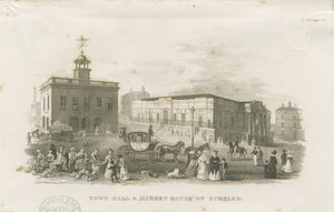 बर्सलेम - टाउन हॉल और मार्केट हाउस: एनग्रेविंग, एनडी [1836] द्वारा अज्ञात