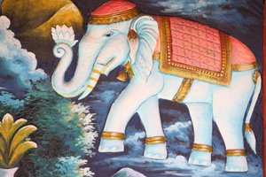 समर्पित हाथी। सिएम रीप कंबोडिया द्वारा अज्ञात