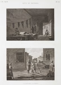 डाई और रंगद्रव्य उद्योग डाई वर्क्स और रस्सी बनाना, मिस्र, c 1798 c द्वारा अज्ञात