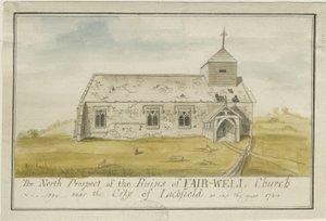 विदाई चर्च: रंगीन कलम ड्राइंग, 1744 द्वारा अज्ञात