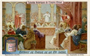 रोमन सम्राट कॉन्सटेंटाइन I के नेतृत्व में Nicaea की पहली परिषद द्वारा अज्ञात