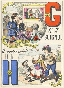GH: Guignol, हैनेटन ने चुरा लिया! - खेल वर्णमाला, c.1890 (चित्रण) द्वारा अज्ञात