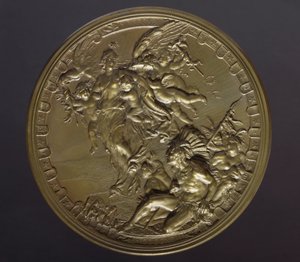 अमेरिका की खोज की 400वीं वर्षगांठ के अवसर पर गिल्ट कांस्य पदक (1492-1892) द्वारा अज्ञात कलाकार