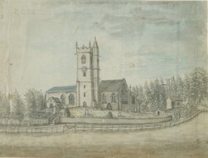 हैंड्सवर्थ चर्च: वाटर कलर पेंटिंग, 1769 द्वारा अज्ञात