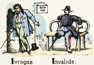 I - Ivrogne Invalide - वर्णमाला - बच्चों का मनोरंजन - छवि epinal, लोकप्रिय serie c.1890 (चित्रण) द्वारा अज्ञात