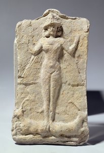 देवी ईशर, बेबीलोनियाई, c.1700 ईसा पूर्व (टेराकोटा) के आसपास प्रतीकात्मक रूपांकनों से सजाया गया जार द्वारा अज्ञात