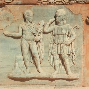 लीबिया, ऐतिहासिक त्रिपोलिटानिया, प्राचीन सबराथा, रंगमंच, राहत का विवरण द्वारा अज्ञात कलाकार