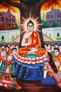 बुद्ध का जीवन प्रत्येक शाम लोगों को सिखाते हुए, सिएम रीप, कंबोडिया द्वारा अज्ञात