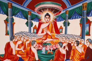 विधानसभा अरहंतों को निर्देश देते हुए बुद्ध का जीवन, सिएम रीप, कंबोडिया द्वारा अज्ञात