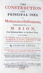 1723 में लंदन में प्रकाशित "अंग्रेजी सुधार" के अलावा, गणितीय उपकरणों, अंग्रेजी अनुवाद पर निकोलस बियोन (1652-1933) द्वारा पुस्तक का शीर्षक पृष्ठ द्वारा अज्ञात