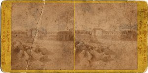 पेरिस घेराबंदी (1871): 20/09/1870 और 28/01/1871 के बीच प्रशिया द्वारा शहर की घेराबंदी के दौरान शहर का दृश्य। क्यूवी की तस्वीर। कार्डबोर्ड डिम पर प्रिंट करें। 17x6,9 सेमी द्वारा अज्ञात