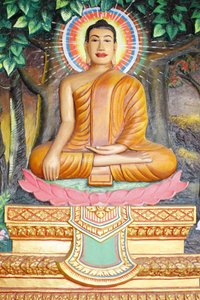 प्रीह प्रोम रथ मठ बुद्ध का जीवन कमल के फूल पर ध्यान, बुद्ध को पृथ्वी को छूने की स्थिति में दिखाया गया, सिएम रीप, कंबोडिया द्वारा अज्ञात