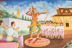 प्रीह प्रोम रथ मठ बुद्ध का जीवनराजकुमार सिद्धार्थ गौतम तलवारबाज़ी, कुश्ती और तीरंदाजी के चैंपियन बने, सिएम रीप, कंबोडिया द्वारा अज्ञात