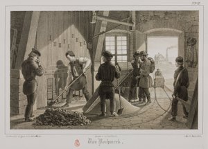 कच्चे माल का प्रसंस्करण, धातुकर्म अयस्क को तेज़ करना, जर्मनी, c 1851 द्वारा अज्ञात