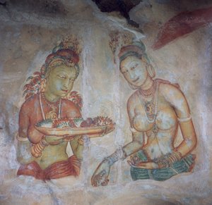 श्रीलंका, 5वीं शताब्दी के रॉक किले के भित्ति चित्र, सिगिरिया (यूनेस्को विश्व विरासत सूची .)