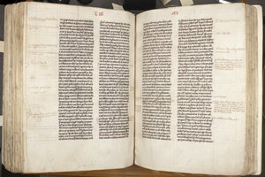 हिप्पो 'ओपेरा' के सेंट ऑगस्टाइन, फोल 243 वर्सो 244 रेक्टो, c.1200 (चर्मपत्र पर कलम और स्याही) द्वारा अज्ञात