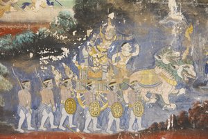 सिल्वर पैगोडा इस भित्ति चित्र में रेमकर के दृश्यों को दर्शाया गया है जो कि कंबोडियन या खमेर है, जो क्लासिक हिंदू कविता रामायण, नोम पेन्ह, कंबोडिया का संस्करण है। द्वारा अज्ञात