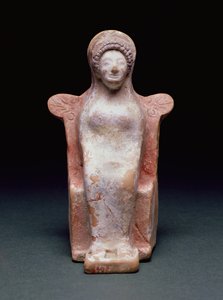 देवी एथेना, ग्रीक, c.490 ईसा पूर्व (टेराकोटा और वर्णक) द्वारा अज्ञात