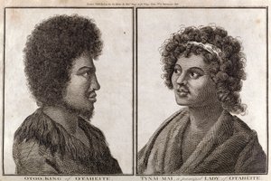 राजा और ताहिती की एक प्रमुख महिला, c 1773 द्वारा अज्ञात
