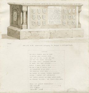 बिडुल्फ चर्च में मकबरा - "विलियम बाउयर": सीपिया ड्राइंग, 1837 द्वारा अज्ञात