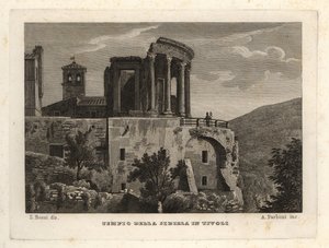 टिवोली में सिबिल के मंदिर का दृश्य, टिवोलिक में टेम्पियो डेला सिबिला द्वारा अज्ञात