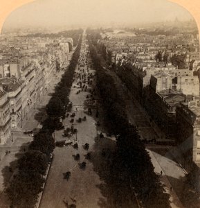 पेरिस, फ्रांस की पसंदीदा ड्राइव, चैंप्स एलिसे, 1894। द्वारा अंडरवुड और अंडरवुड