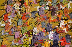 मारवाड़ चित्रकला: दैत्यों से विस्तार देवी दुर्गा, rnMerangarh Fort महल संग्रहालय, rnJodhpur, राजस्थान, भारत के खिलाफ लड़ाई के लिए तैयार द्वारा अज्ञात