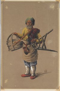 रूसी () आदमी टोकरी और स्टूल पकड़े हुए द्वारा अज्ञात