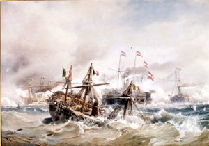 20/07/1866: डालमेटिया से लिसा की लड़ाई: ऑस्ट्रियाई लोगों ने इतालवी बेड़े को नष्ट कर दिया। द्वारा अज्ञात कलाकार