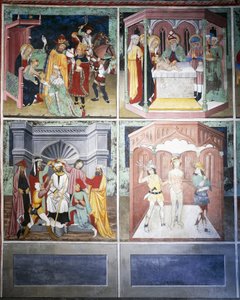 मागी की आराधना, खतना, उपहास, दस्त, लाइफ ऑफ क्राइस्ट (15वीं शताब्दी), भित्तिचित्र, चैपल ऑफ सेंट सेबेस्टियन, विलार्ड-डी-लैंस, रोन-आल्प्स, फ्रांस। द्वारा अज्ञात कलाकार