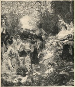 पॉल फ्रेंकोइस क्विन्सैक (1858-1929) द्वारा उत्कीर्ण सूर्य की अमातेरसु देवी (सूर्य की देवी) - 1899 की उत्कीर्णन द्वारा अज्ञात कलाकार