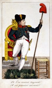 और हम हमेशा उनके पहले प्यार पर लौटते हैं, 1815 में नेपोलियन I के सत्ता में आने के बारे में एक कैरिकेचर (सौ दिनों का एपिसोड)। द्वारा अज्ञात कलाकार