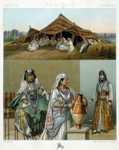 अरब तंबू, अल्जीरियाई महिला वेशभूषा - "" ले कॉस्ट्यूम हिस्टोरिक "" में रैसिनेटा द्वारा द्वारा अज्ञात कलाकार