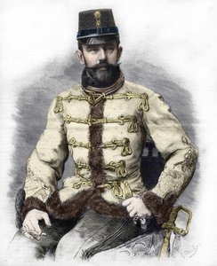 हैब्सबर्ग के आर्कड्यूक रोडोल्फ (1858-1889), ऑस्ट्रिया के क्राउन प्रिंस। 1889 की नक्काशी। द्वारा अज्ञात कलाकार