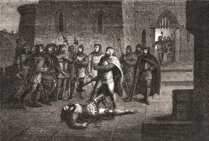 1358 में एटीन मार्सेल की हत्या - हेनरी मार्टिन द्वारा "" फ्रांस का इतिहास "" में द्वारा अज्ञात कलाकार