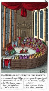 ट्रेंट की परिषद की सभा (1545 - 1563), उत्कीर्णन 1706। द्वारा अज्ञात कलाकार