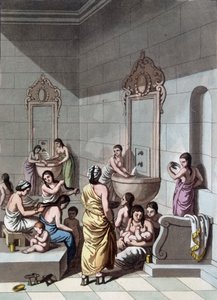 फिलिस्तीन में सार्वजनिक स्नान - "" प्राचीन और आधुनिक पोशाक "" में फेरारियो द्वारा, एड। मिलन द्वारा अज्ञात कलाकार