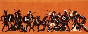 यूनानियों और ट्रोजन की लड़ाई (ट्रोजन युद्ध) 1808-1810 (पेंटिंग) द्वारा अज्ञात कलाकार