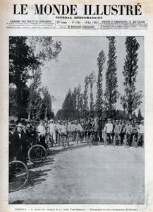बोर्डो - पेरिस-बोर्डो दौड़ की शुरुआत - 1895 के "द इलस्ट्रस वर्ल्ड" का कवर - द्वारा अज्ञात कलाकार