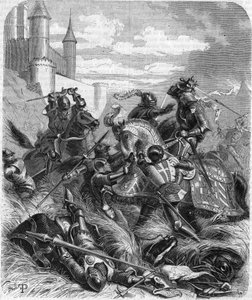 1465 में मंथरी की लड़ाई में चार्ल्स द टेमेरायर, ड्यूक ऑफ बरगंडी (1433-1477)। 19वीं सदी की नक्काशी। द्वारा अज्ञात कलाकार