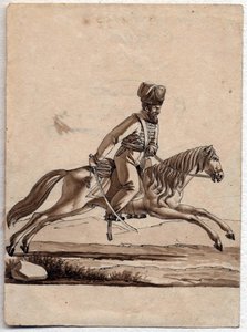 "" Cossack प्रमुख (Ataman) "" (Cossacks का आत्मान) बेनामी ड्राइंग 1818 Dim 11.4x8.2 cm निजी संग्रह द्वारा अज्ञात कलाकार