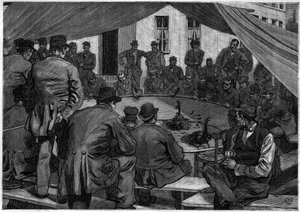 1888 में "" ले जर्नल डे ला जेनेसे "" डी 1888 में बेल्जियम में कॉकफाइटिंग। द्वारा अज्ञात कलाकार